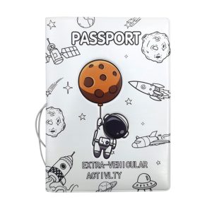 Passport astronaut couple travel passport book protective cover passport clip PVC document cover